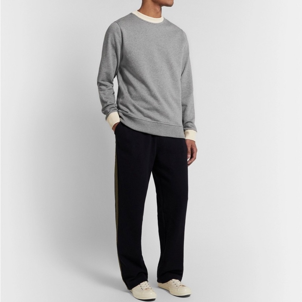 Oliver Spencer Gray and Cream Crewneck Sweater